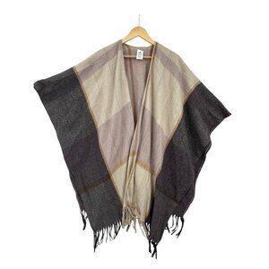 Woolrich Shawl Poncho Wrap OSFM Women Fringe Lagenlook Blanket Cottagecore Comfy